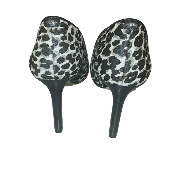 Michael Kors Black and White Animal Print Heels Size 7.5 Exellent Condition - Picture 5 of 11